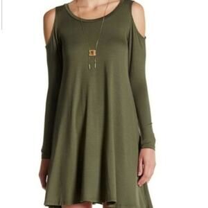 XS the Vanity Room olive green cold shoulder long sleeve knit dress